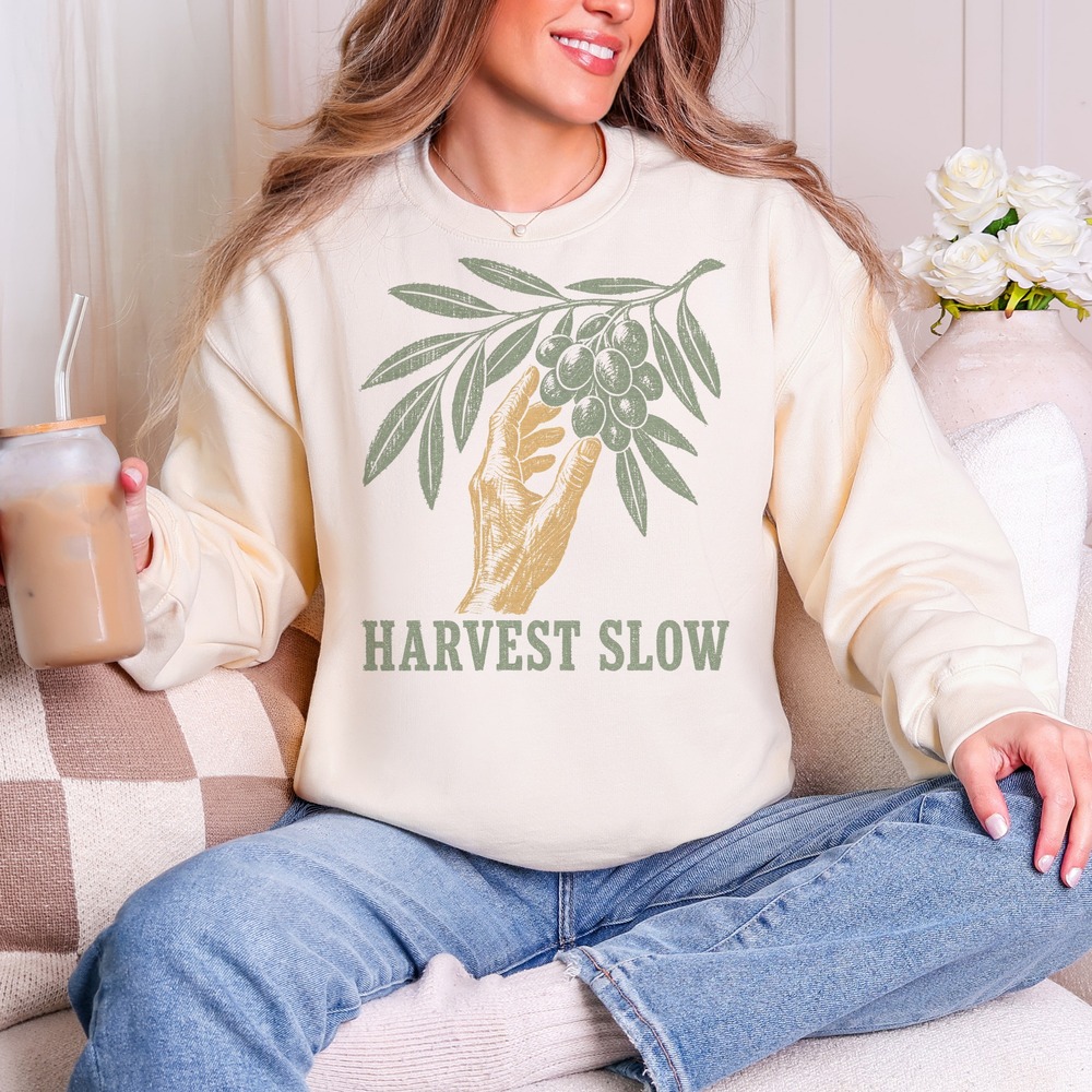 Harvest Slow Hand Reaching for Fruit Folk Sweatshirt